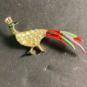 Elegant Multicolor Peacock Brooch EUC